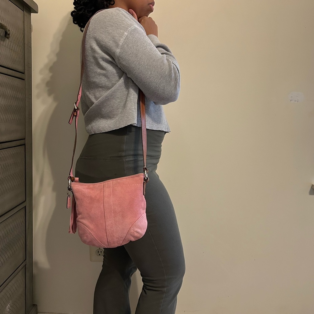Coach Pink Suede Crossbody Bag